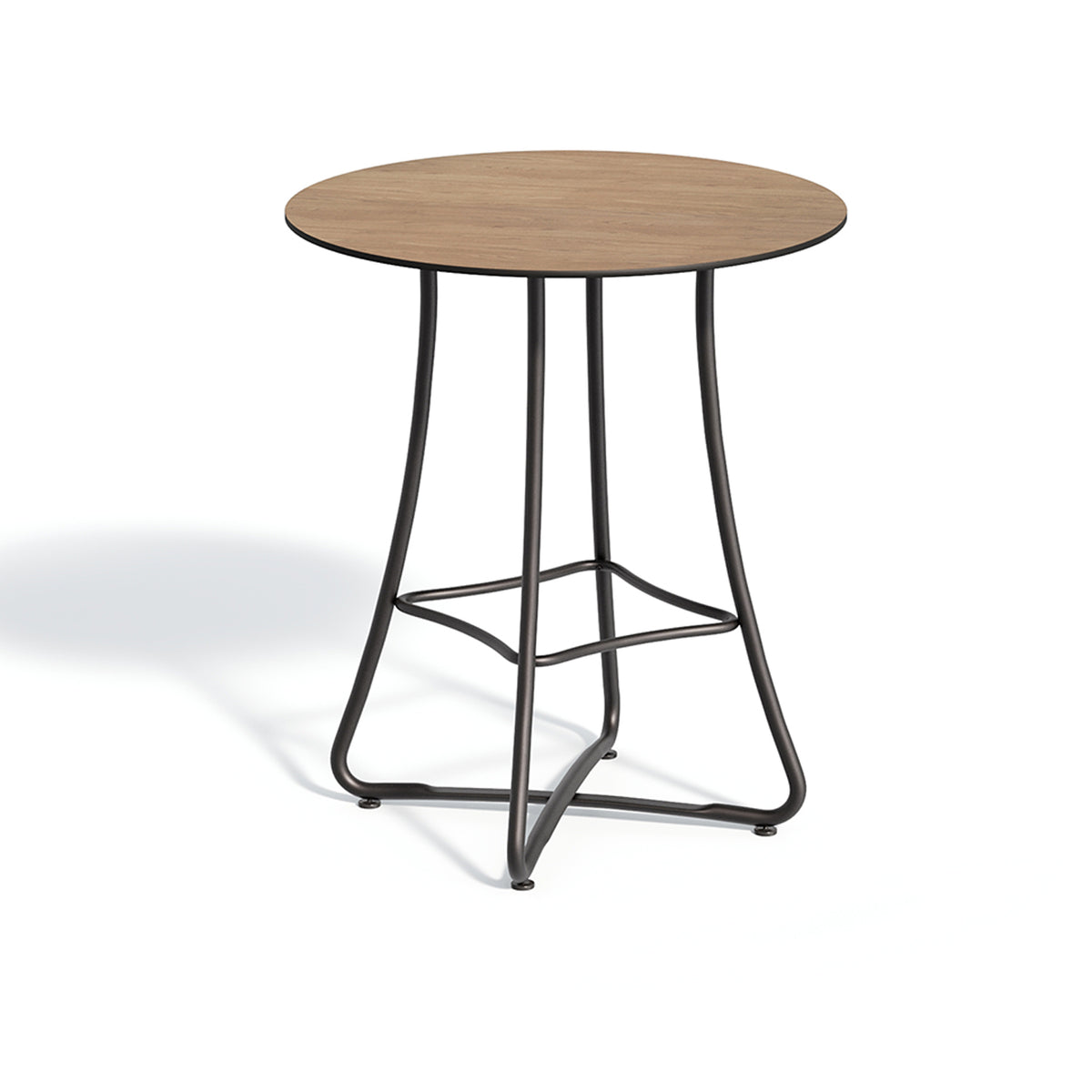 The same folding bar table with an Enigma laminate top