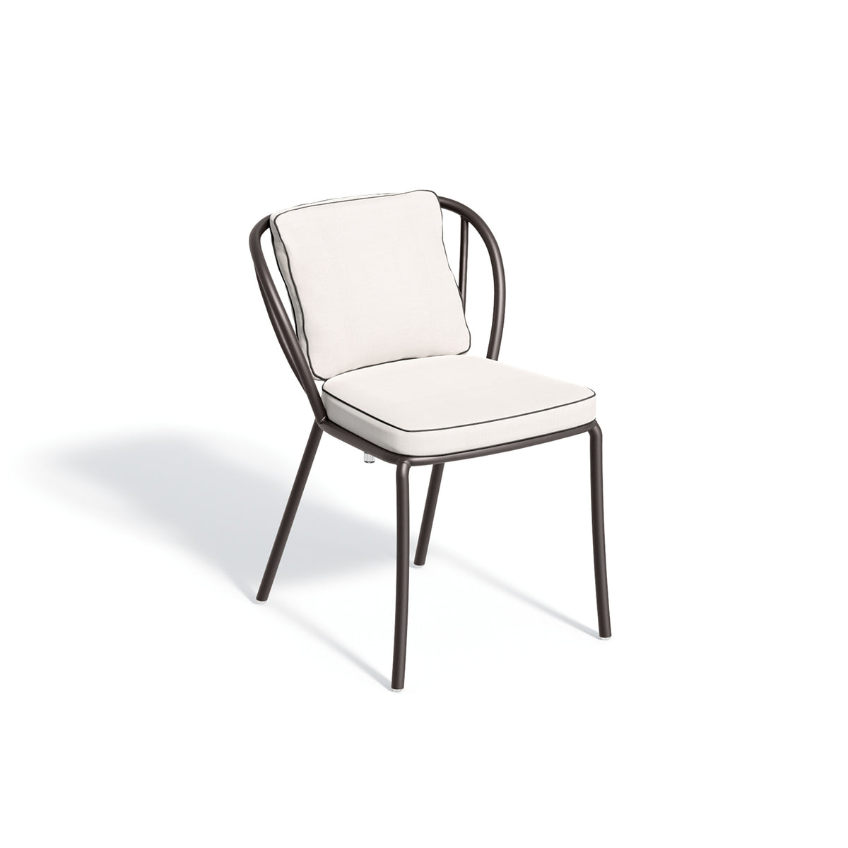 Malti side chair dressed in a Bliss Linen seat and back pad, photographed against white