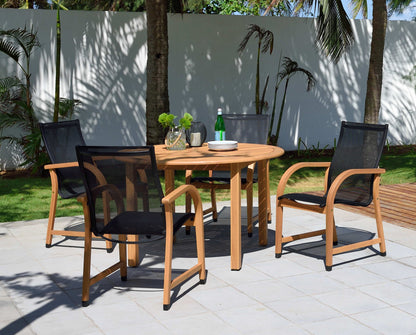 Amazonia Oldbury Eucalyptus and Aluminum 5 Piece Round Patio Dining Set