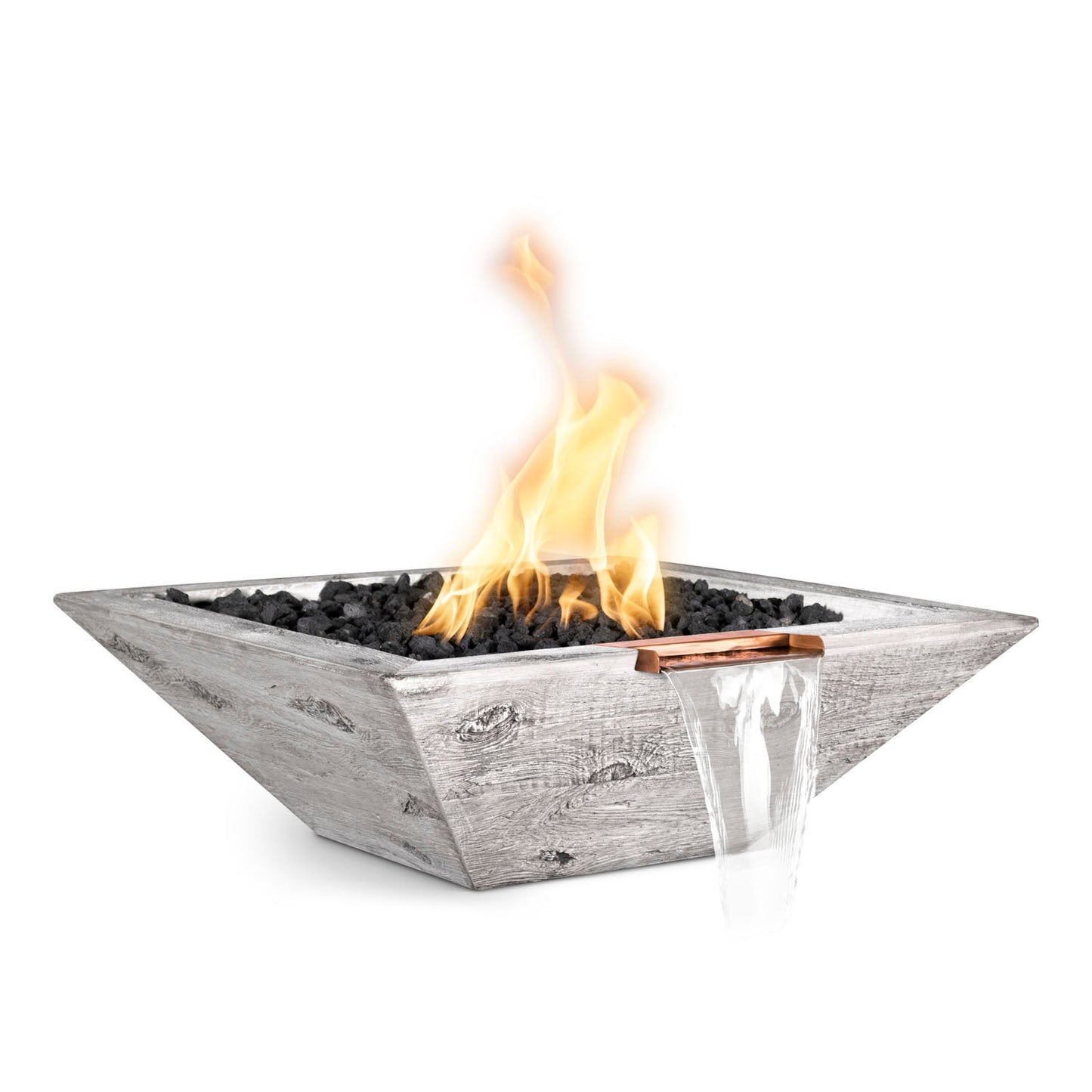 The Outdoor Plus Maya Fire & Water Bowl, 24", GFRC Wood Grain | OPT-24SWGFW