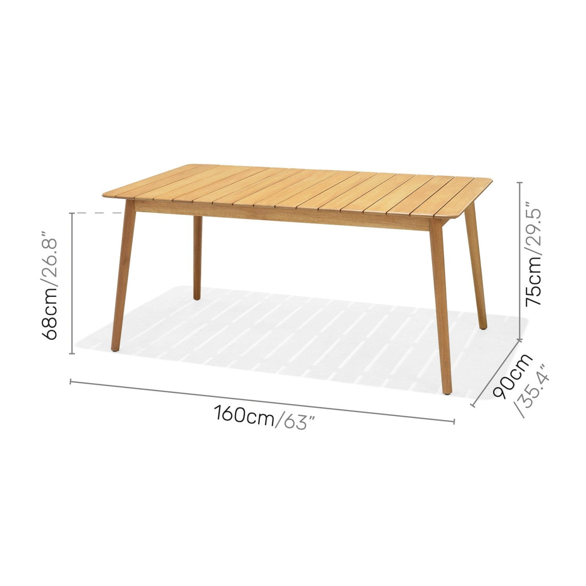 LifestyleGarden Nassau Eucalyptus Rectangular Outdoor Dining Table