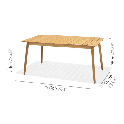 LifestyleGarden Nassau Eucalyptus Rectangular Outdoor Dining Table