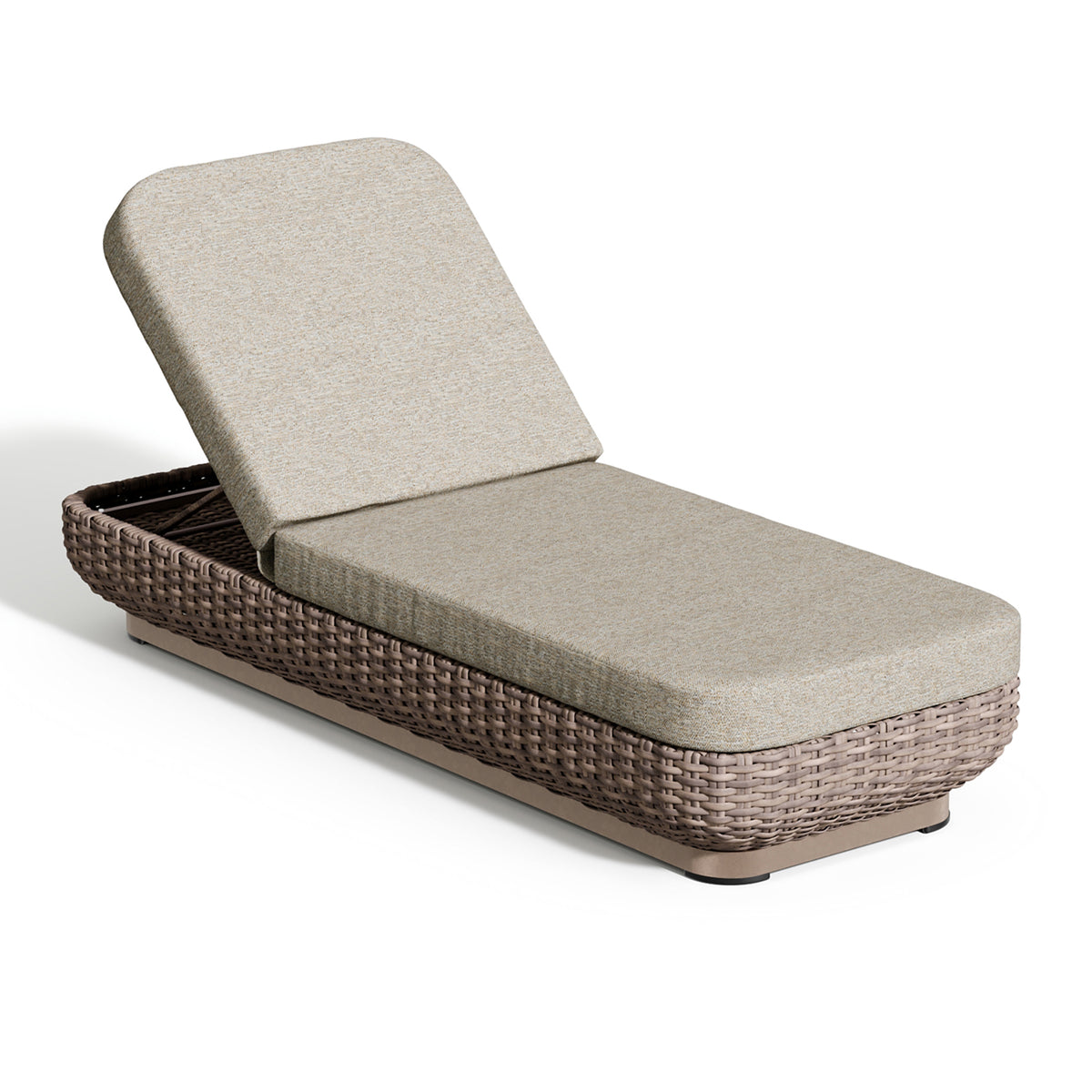 Nomi chaise lounge with its full length Mainstreet Dove pad in place, on a white background