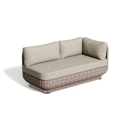 Oxford Garden Nomi Resin Wicker Loveseat (Left) shown on a plain white background