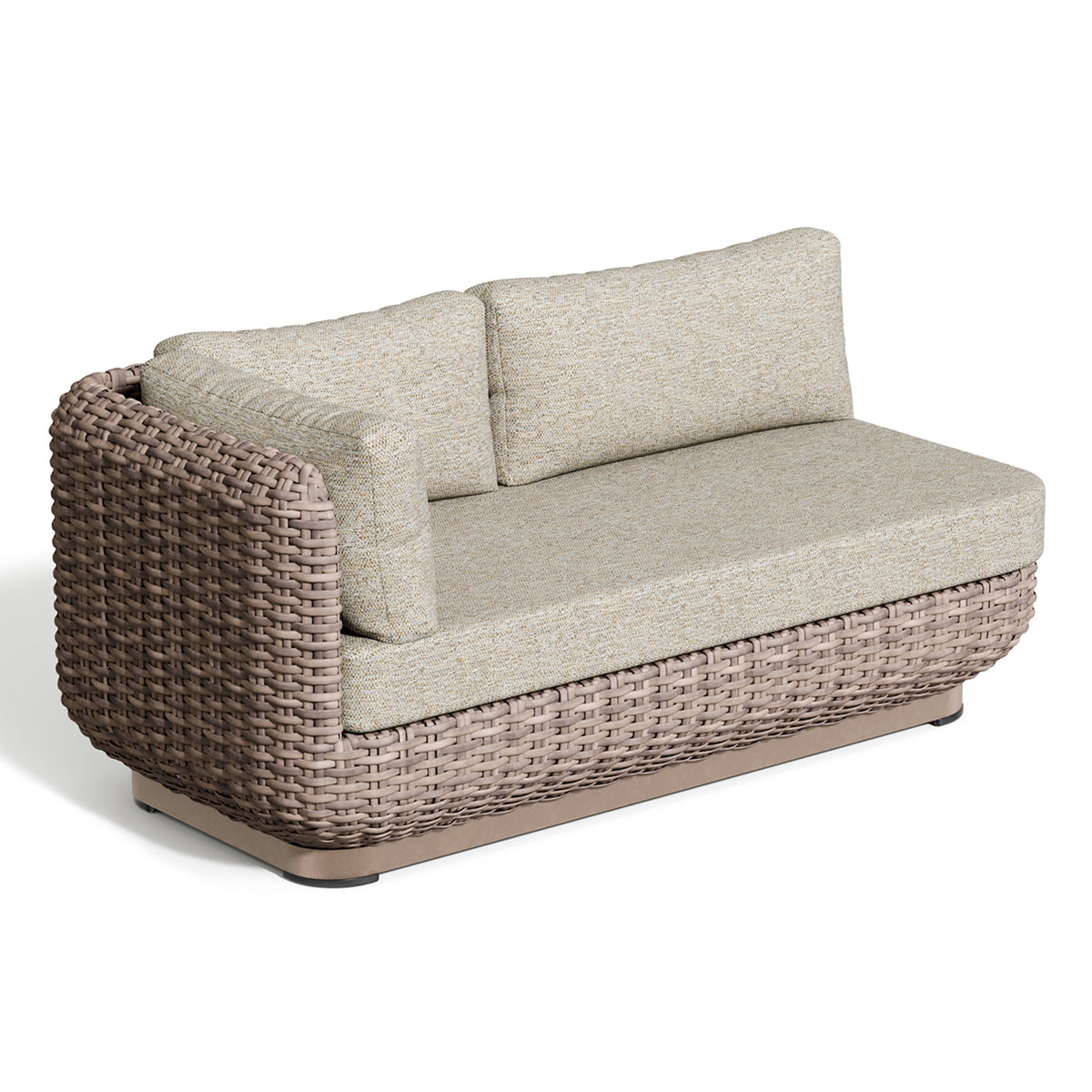 Right hand Nomi loveseat module with its seat cushion and long back bolster in Mainstreet Dove
