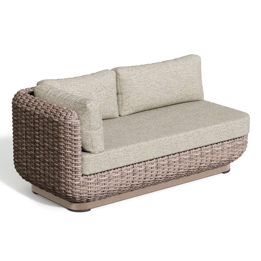 Right hand Nomi loveseat module with its seat cushion and long back bolster in Mainstreet Dove