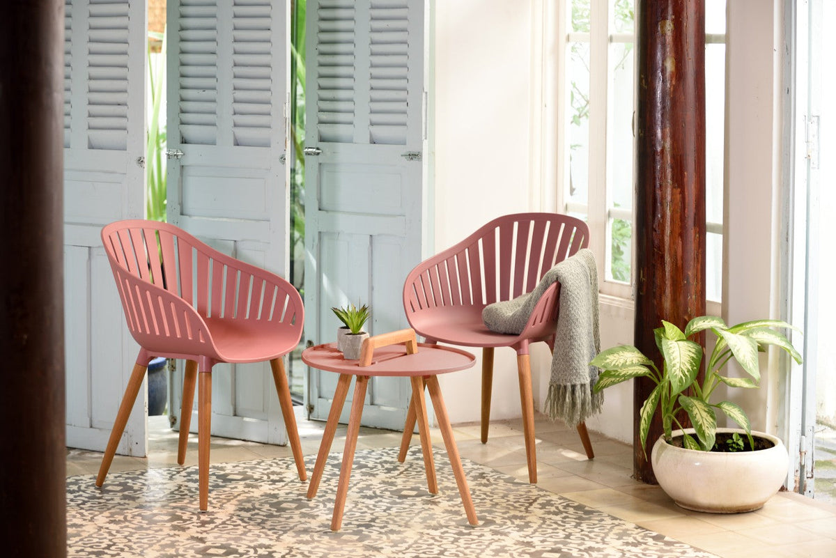 LifestyleGarden Nassau Outdoor Dining Armchairs, Peony Pink, Set of 2