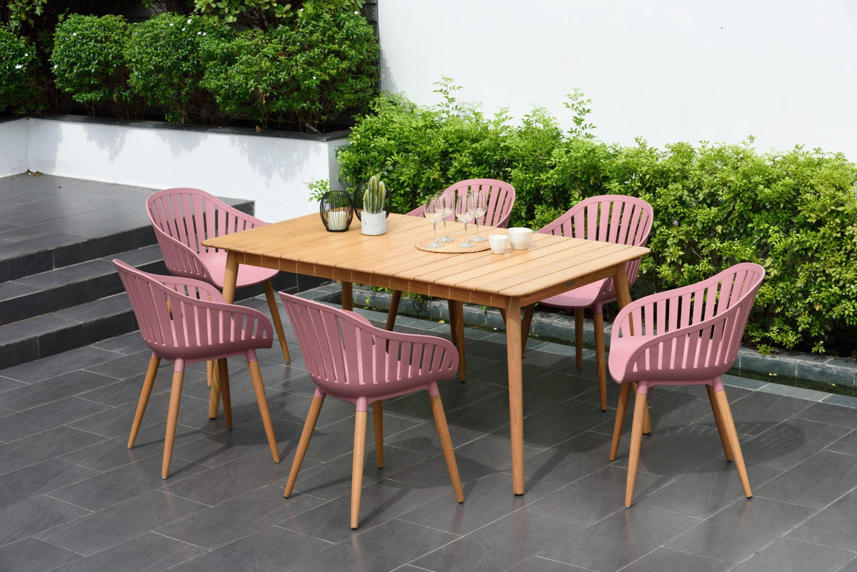 LifestyleGarden Nassau Eucalyptus Rectangular Outdoor Dining Table