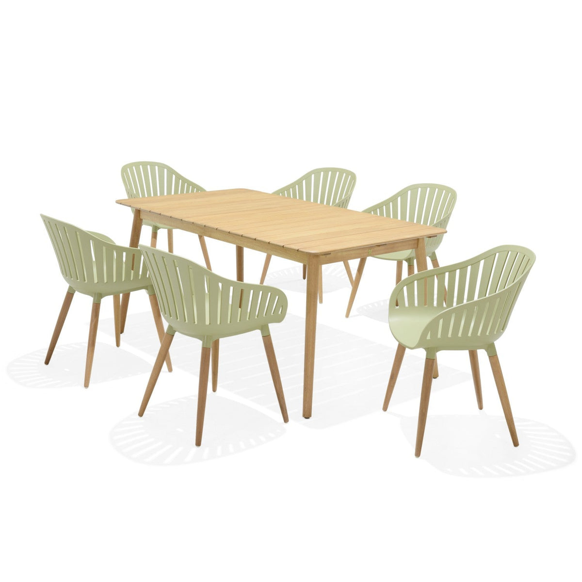 LifestyleGarden Nassau 7 Piece Rectangular Patio Dining Set, Sage Green