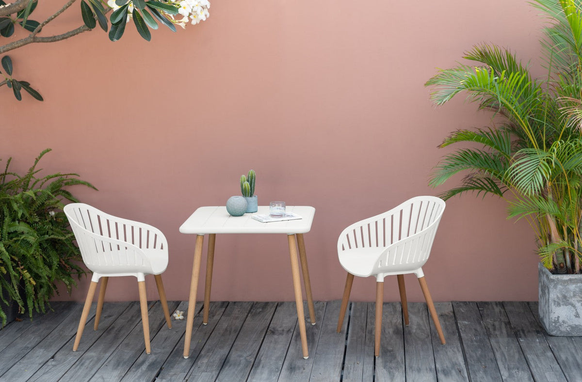 LifestyleGarden Nassau Square Outdoor Bistro Table, Ecru White