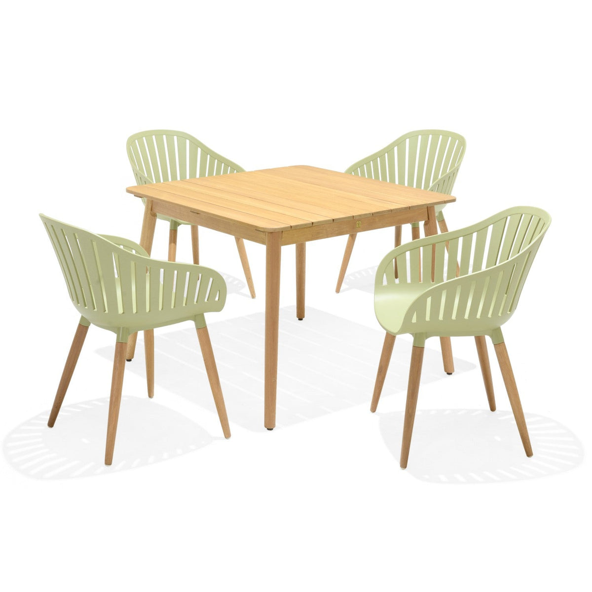 LifestyleGarden Nassau 5 Piece Square Patio Dining Set, Sage Green