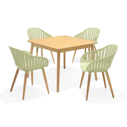 LifestyleGarden Nassau 5 Piece Square Patio Dining Set, Sage Green