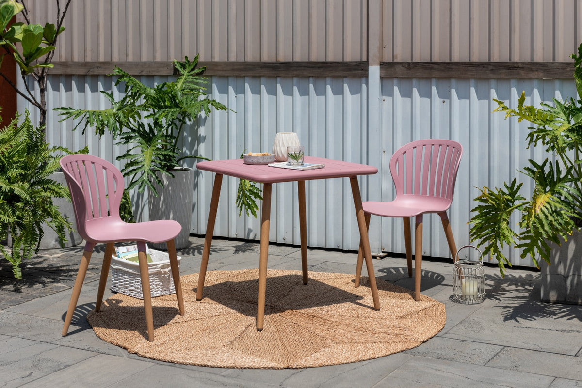 LifestyleGarden Nassau Outdoor Dining Side Chairs, Peony Pink, Set of 2