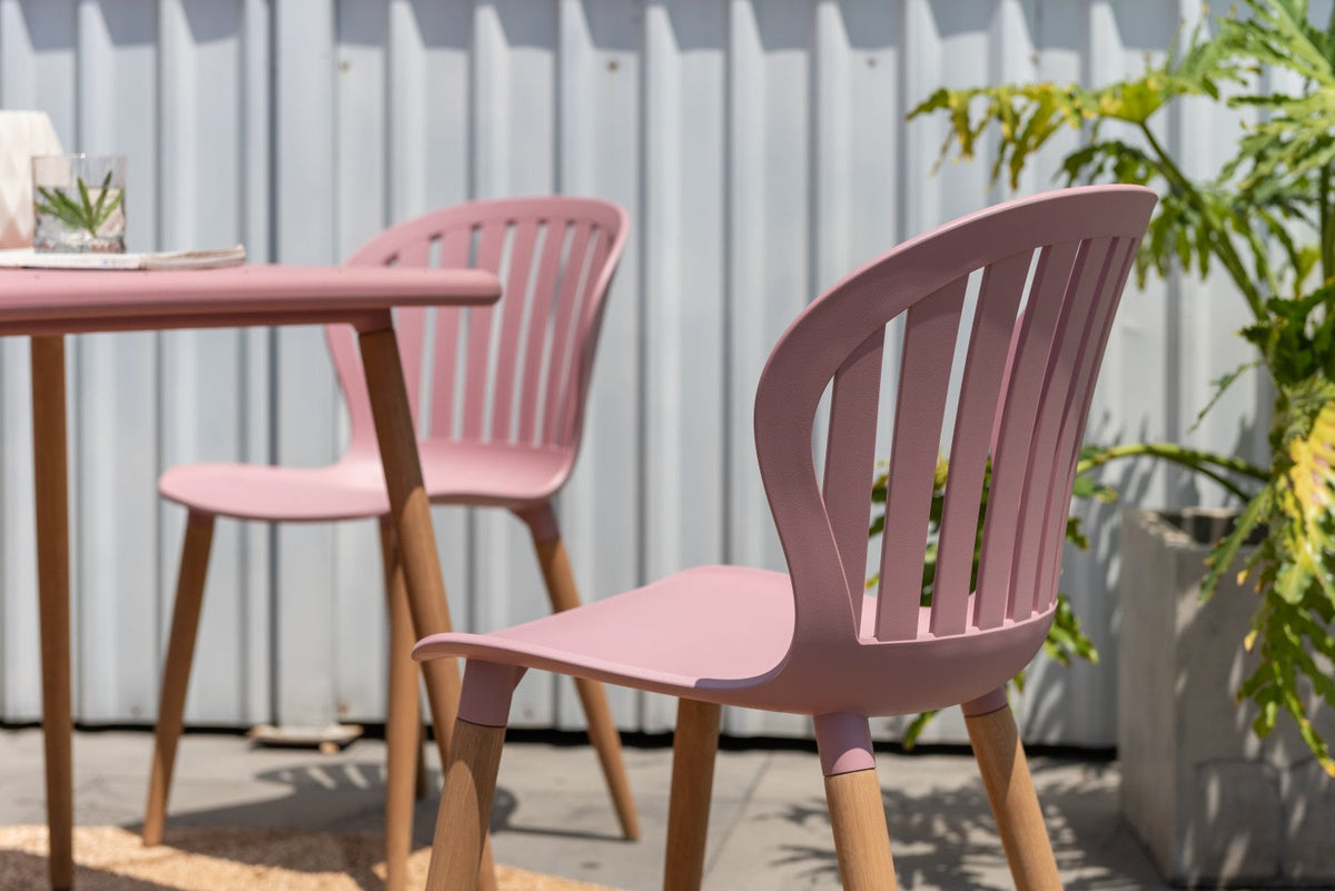 LifestyleGarden Nassau Outdoor Dining Side Chairs, Peony Pink, Set of 2