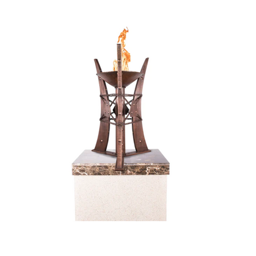 The Outdoor Plus Bastille Fire Pit Ornament, 22-inch, square, hammered copper, natural gas