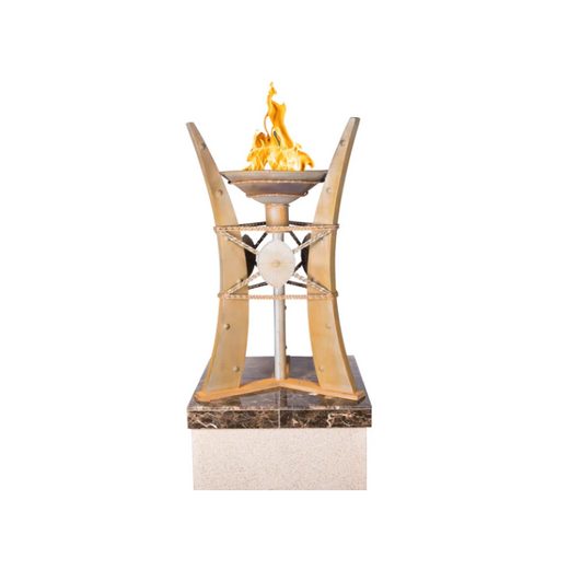 The Outdoor Plus Bastille Fire Pit Ornament, 22-inch, square, Corten steel, natural gas