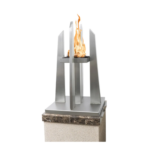 The Outdoor Plus Pointe Fire Pit Ornament, 22-inch, square, stainless steel, natural gas