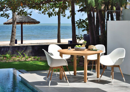 Amazonia Oldbury Eucalyptus and Resin 5 Piece Round Patio Dining Set