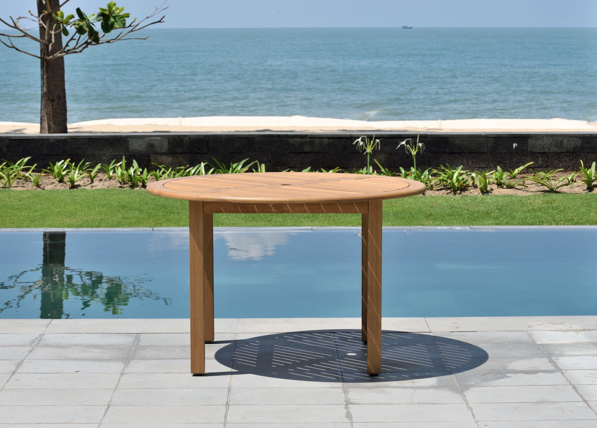 Amazonia Oldbury 5 Piece Round Patio Dining Set, Stacking Chairs