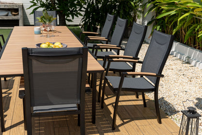 LifestyleGarden Panama Dark Aluminum 9 Piece Extendable Patio Dining Set