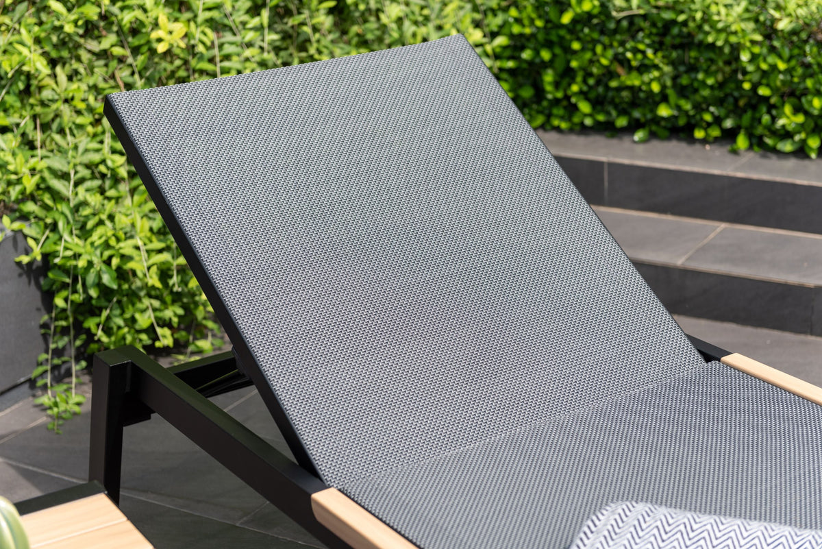 LifestyleGarden Panama Dark Stacking Outdoor Sun Lounger with Wheels