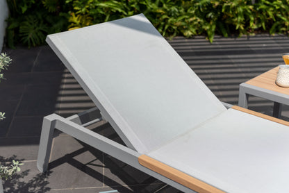 LifestyleGarden Panama Light Outdoor Sun Lounger Set with Side Table, Set of 3