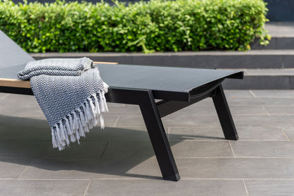 LifestyleGarden Panama Dark Outdoor Sun Lounger Set with Side Table, Set of 3