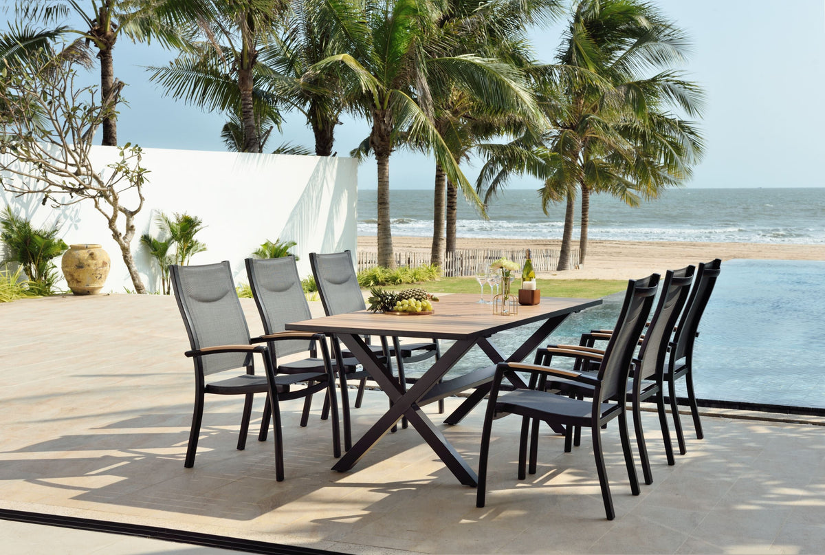 LifestyleGarden Panama Dark Aluminum Rectangular Outdoor Dining Table