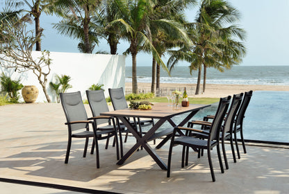LifestyleGarden Panama Dark Aluminum Rectangular Outdoor Dining Table