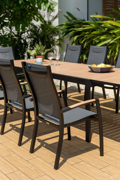 LifestyleGarden Panama Dark Aluminum 9 Piece Extendable Patio Dining Set