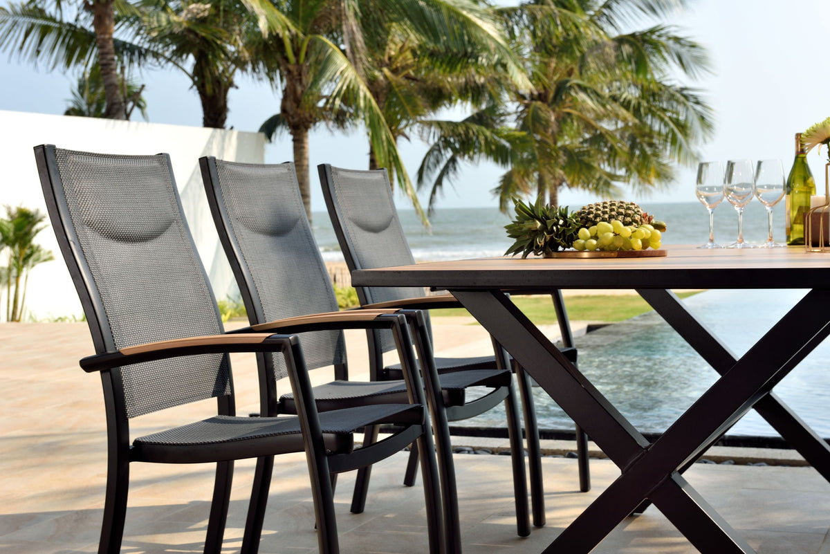 LifestyleGarden Panama Dark Aluminum Rectangular Outdoor Dining Table