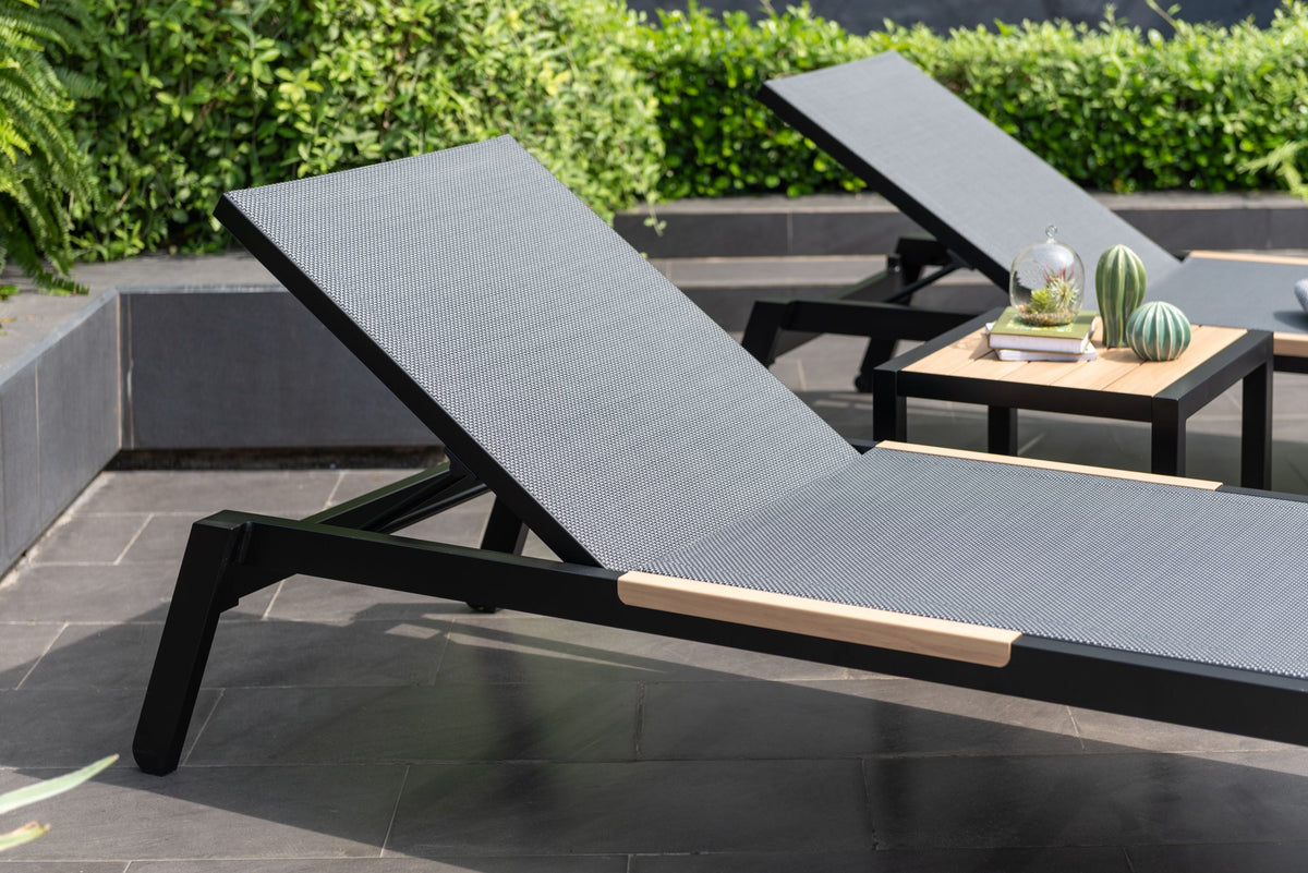 LifestyleGarden Panama Dark Stacking Outdoor Sun Lounger with Wheels