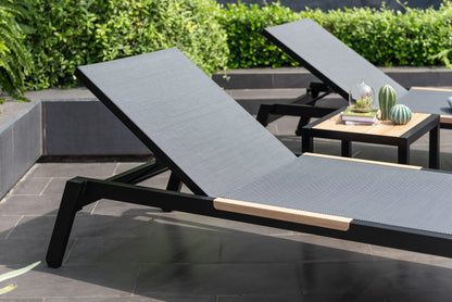 LifestyleGarden Panama Dark Stacking Outdoor Sun Lounger with Wheels