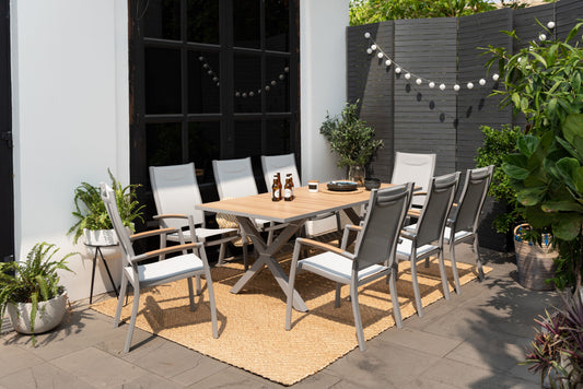 LifestyleGarden Panama Light Aluminum 9 Piece Patio Dining Set