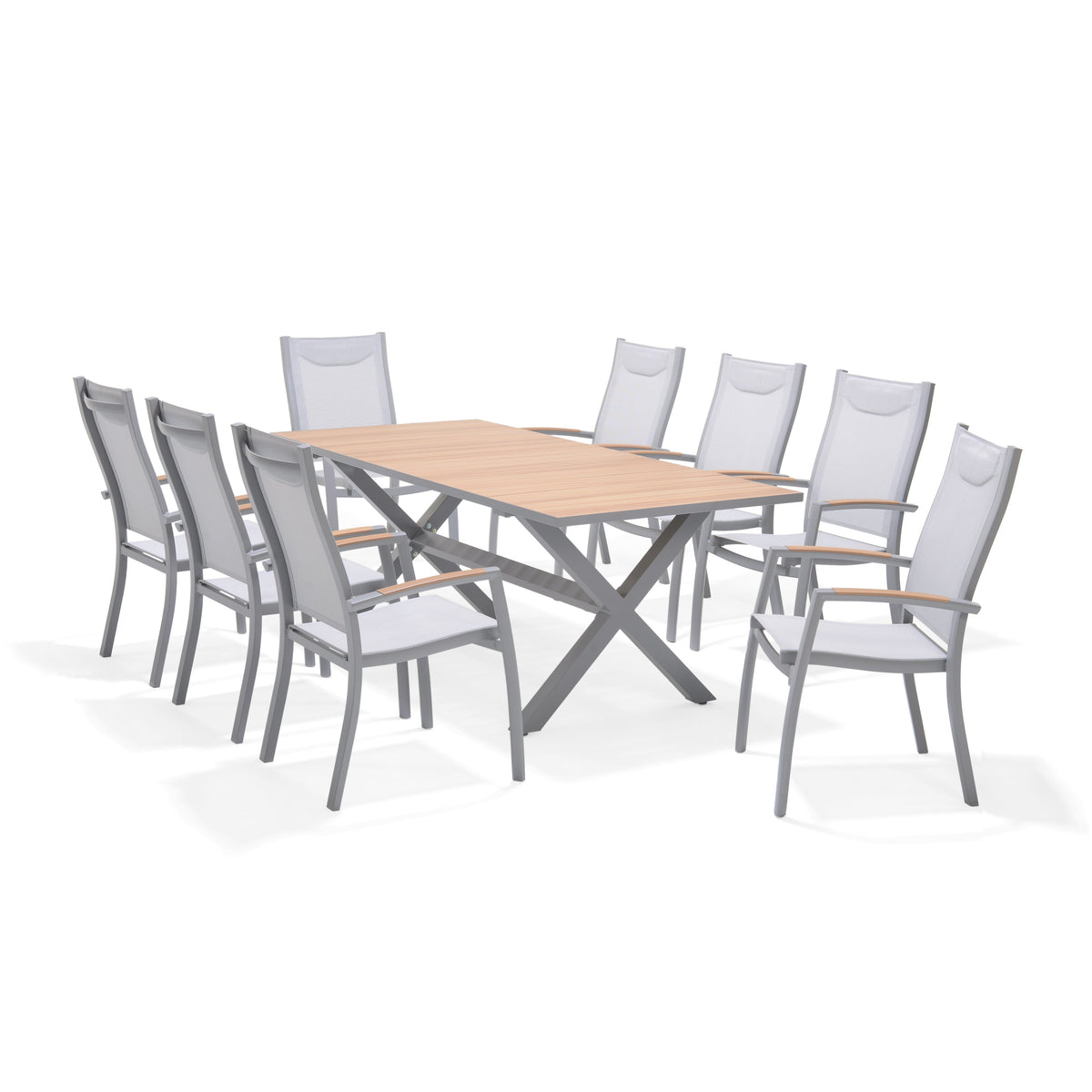 LifestyleGarden Panama Light Aluminum 9 Piece Patio Dining Set