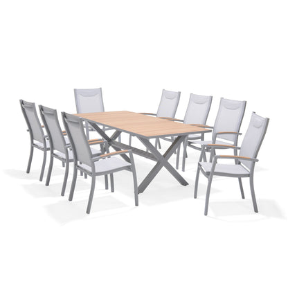 LifestyleGarden Panama Light Aluminum 9 Piece Patio Dining Set