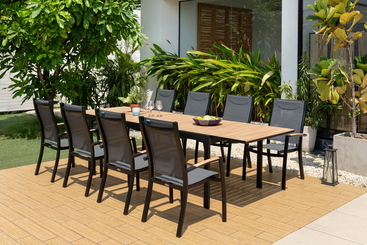 LifestyleGarden Panama Dark Aluminum 9 Piece Extendable Patio Dining Set