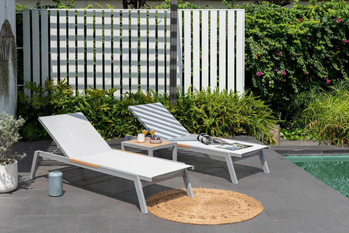 LifestyleGarden Panama Light Stacking Outdoor Sun Lounger with Wheels