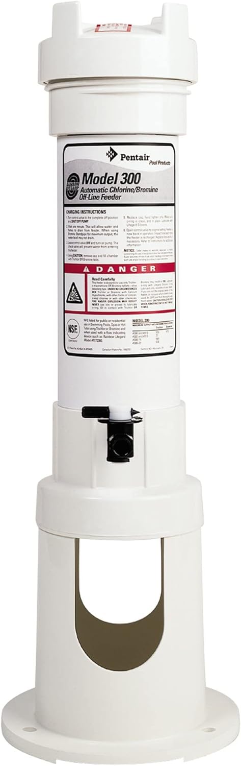 Rainbow Model #300 Off-Line Chlorine/Bromine Feeder, White Body, Treats 12-48,000 Gals, Holds (11) 3" Tabs or (98) Small Tablets | R171016
