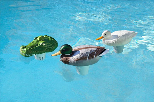 PoolMaster Mallard Duck Floating Chlorine Dispenser, Telescopic Dispenser with Adjustable Chlorine Control Ring, for Use with 1" or 3" Tabs | 32130