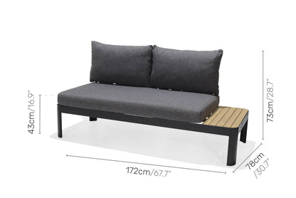 LifestyleGarden Portals Dark Balcony Sofa Set with C Shape Side Table
