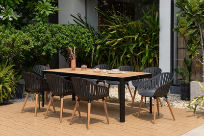 LifestyleGarden Portals Dark 9 Piece Patio Dining Set with Nassau Chairs