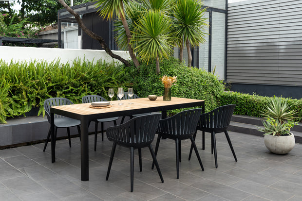 LifestyleGarden Portals Dark 7 Piece Patio Dining Set with Nassau Chairs