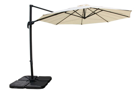Panama Jack  10ft Round Vantilever Umbrella W/ Off-White Cover & 105 lbs Base | PJO-2801-GRY-RCU