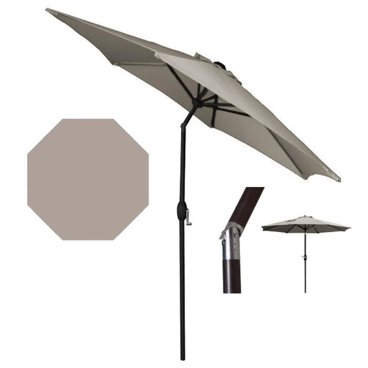 Patio Backyard Panama Jack  9ft Diameter Aluminum Crank Umbrella Grey Fabric | PJO-6001-GREY