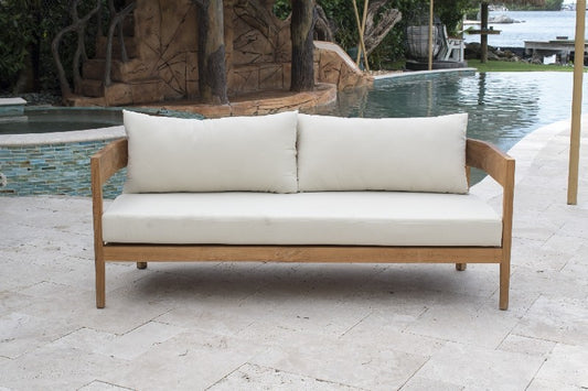 Panama Jack Bali Teak Collection Sofa with Outdoor Beige Fabric | PJ-3601-NAT-S