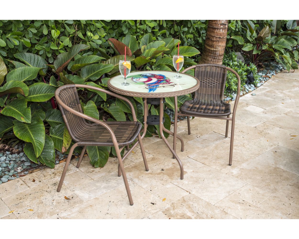 Patio Furniture Panama Jack Café Collection 3 Piece Bistro Parrot Set | PJO-9001-ESP-3PP