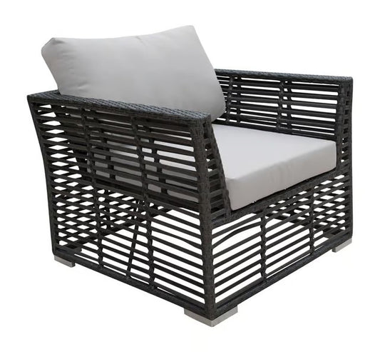 Panama Jack Graphite Collection Lounge Chair with Outdoor Off-White Fabric | PJO-1601-GRY-LC