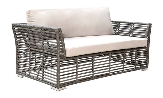 Patio Furniture Outdoor Couch Panama Jack Graphite Collection Loveseat with Outdoor Off-White Fabric PJO-1601-GRY-LS