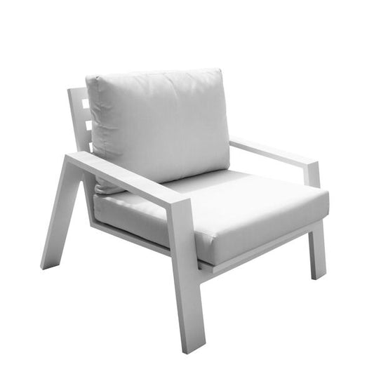 Panama Jack Mykonos Collection Lounge Chair with Outdoor Off-White Fabric | PJO-2401-WHT-LC